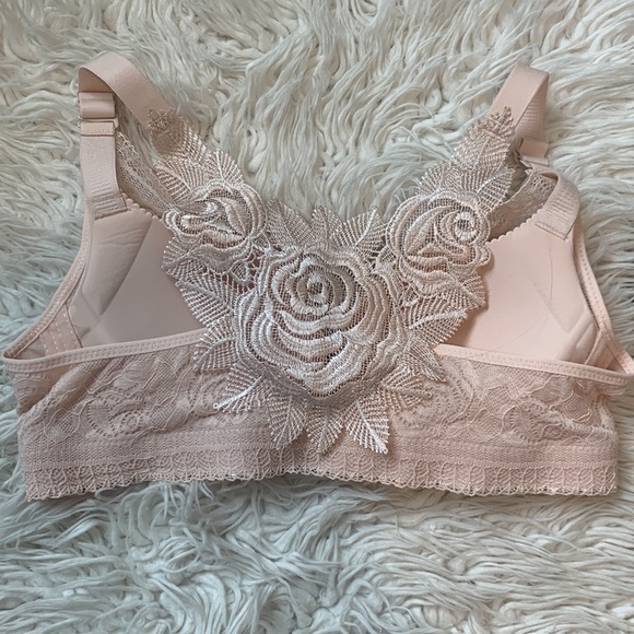 Floral Pink Embroidered Bralette 36B - Picture 2 of 5